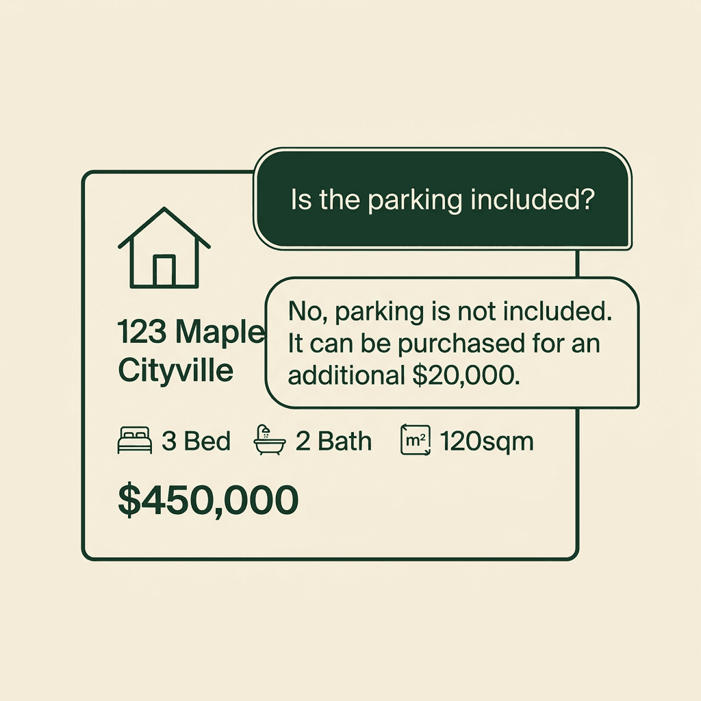 Une brochure immobilière connectée par QR code à trois téléphones avec un bouton Réserver une visite.